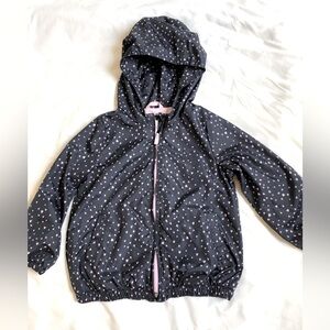GAP Girls Size 4 Light Weight Jacket, Navy & Pink Polka Dots Wind Breaker Jacket